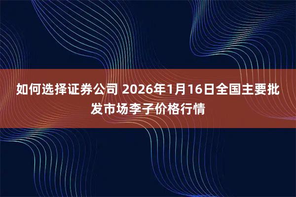 如何选择证券公司 2026年1月16日全国主要批发市场李子价格行情